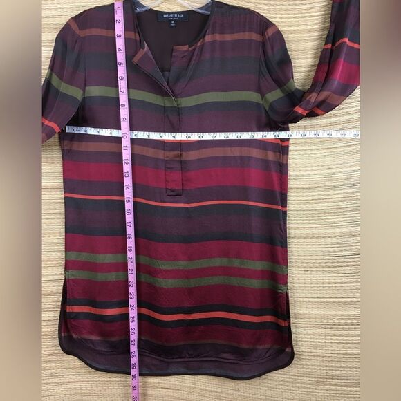 Lafayette 148 New York Prisha Striped Tunic Blouse As Seen On TV in Rust Size XS - Picture 11 of 11